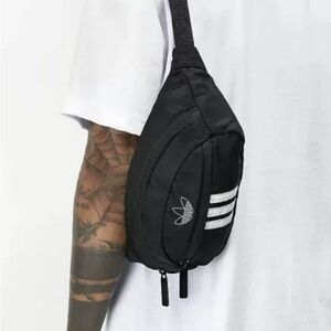 adidas Originals National 3-Stripes Waist Pack, Black / Silver Reflective